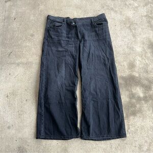 AE Dreamy Drape Strigid Low Rise Ultra Wide Leg Jean Black Size 20